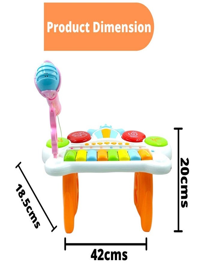 VikriDA 2 in 1 Kids Drum Set and Piano Toys for Kids with AUX Capability, Musical Instruments Playset Flash Light Toy with Adjustable Microphone - Image 3